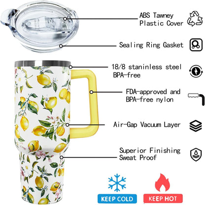 Ceovfoi 40 Oz Leopard & Zebra Print Tumbler With Handle, Lid & Straw - Insulated Travel Coffee Mug Water Bottle, Animal Print Gifts for Women Men