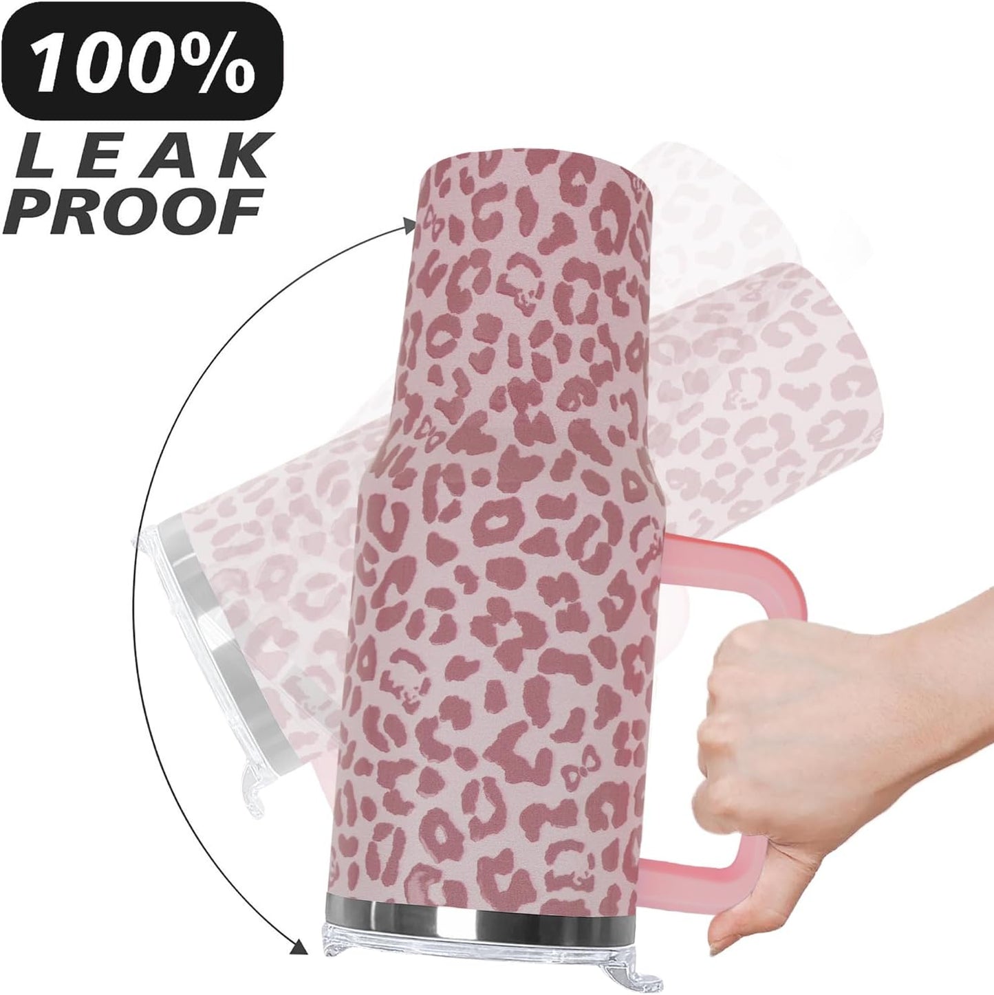 Ceovfoi 40 Oz Leopard & Zebra Print Tumbler With Handle, Lid & Straw - Insulated Travel Coffee Mug Water Bottle, Animal Print Gifts for Women Men
