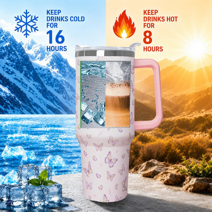 Ceovfoi 40 Oz Leopard & Zebra Print Tumbler With Handle, Lid & Straw - Insulated Travel Coffee Mug Water Bottle, Animal Print Gifts for Women Men