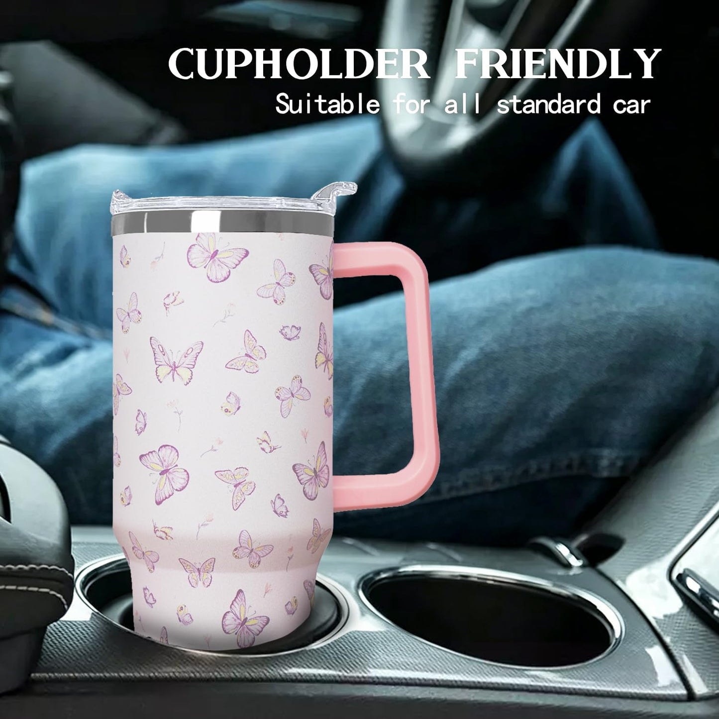 Ceovfoi 40 Oz Leopard & Zebra Print Tumbler With Handle, Lid & Straw - Insulated Travel Coffee Mug Water Bottle, Animal Print Gifts for Women Men