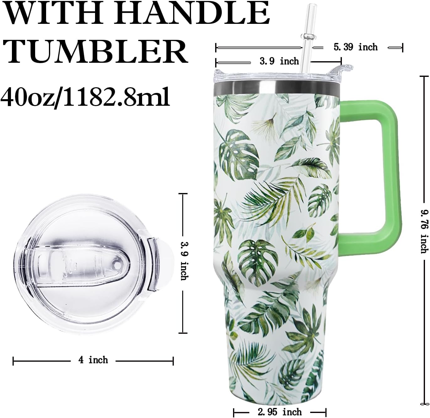 Ceovfoi 40 Oz Leopard & Zebra Print Tumbler With Handle, Lid & Straw - Insulated Travel Coffee Mug Water Bottle, Animal Print Gifts for Women Men