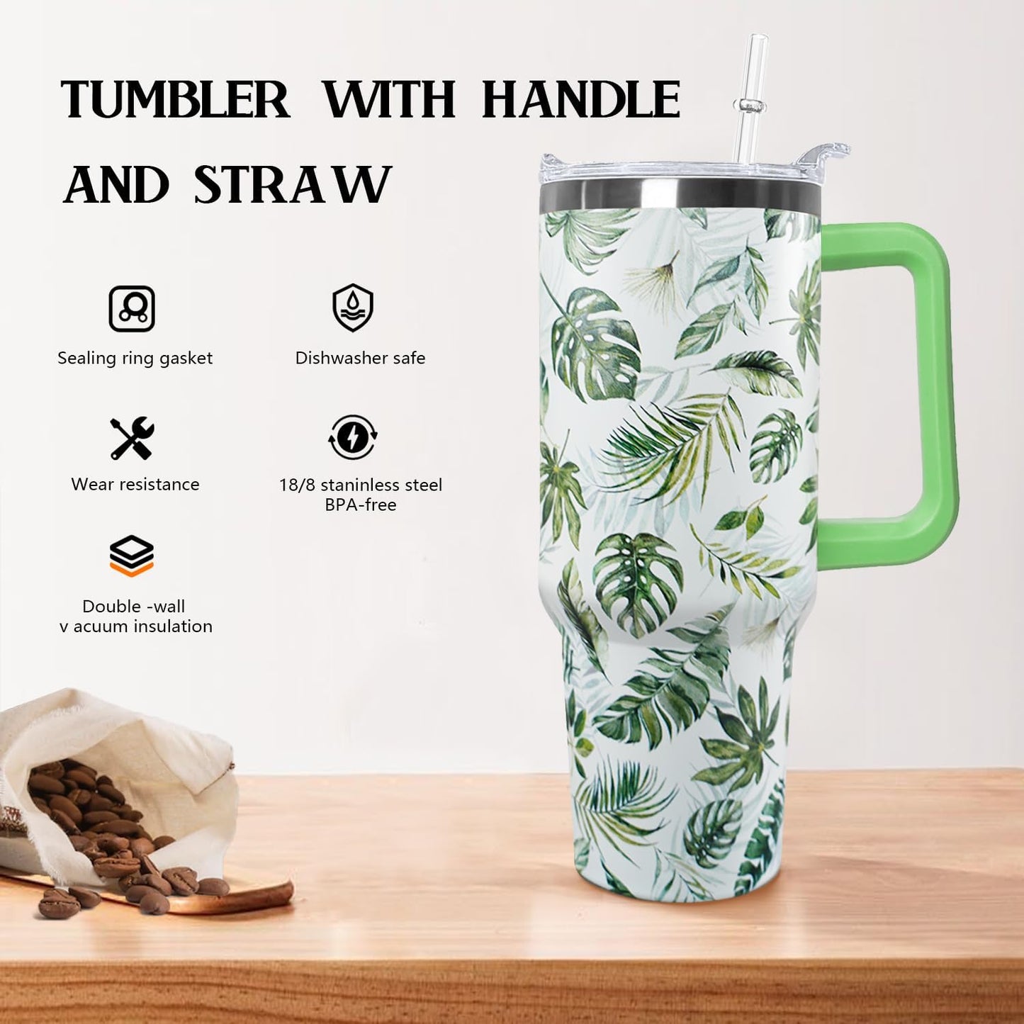 Ceovfoi 40 Oz Leopard & Zebra Print Tumbler With Handle, Lid & Straw - Insulated Travel Coffee Mug Water Bottle, Animal Print Gifts for Women Men