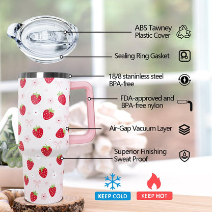 Ceovfoi 40 Oz Leopard & Zebra Print Tumbler With Handle, Lid & Straw - Insulated Travel Coffee Mug Water Bottle, Animal Print Gifts for Women Men