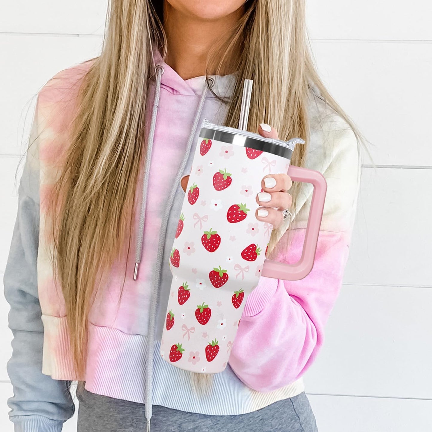 Ceovfoi 40 Oz Leopard & Zebra Print Tumbler With Handle, Lid & Straw - Insulated Travel Coffee Mug Water Bottle, Animal Print Gifts for Women Men