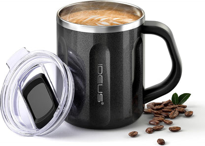 16 oz Insulated Coffee Mug with Lid and Handle (Storm Black) - Colors B