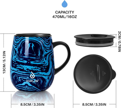 16 oz Insulated Coffee Mug with Lid and Handle (Storm Black) - Colors B