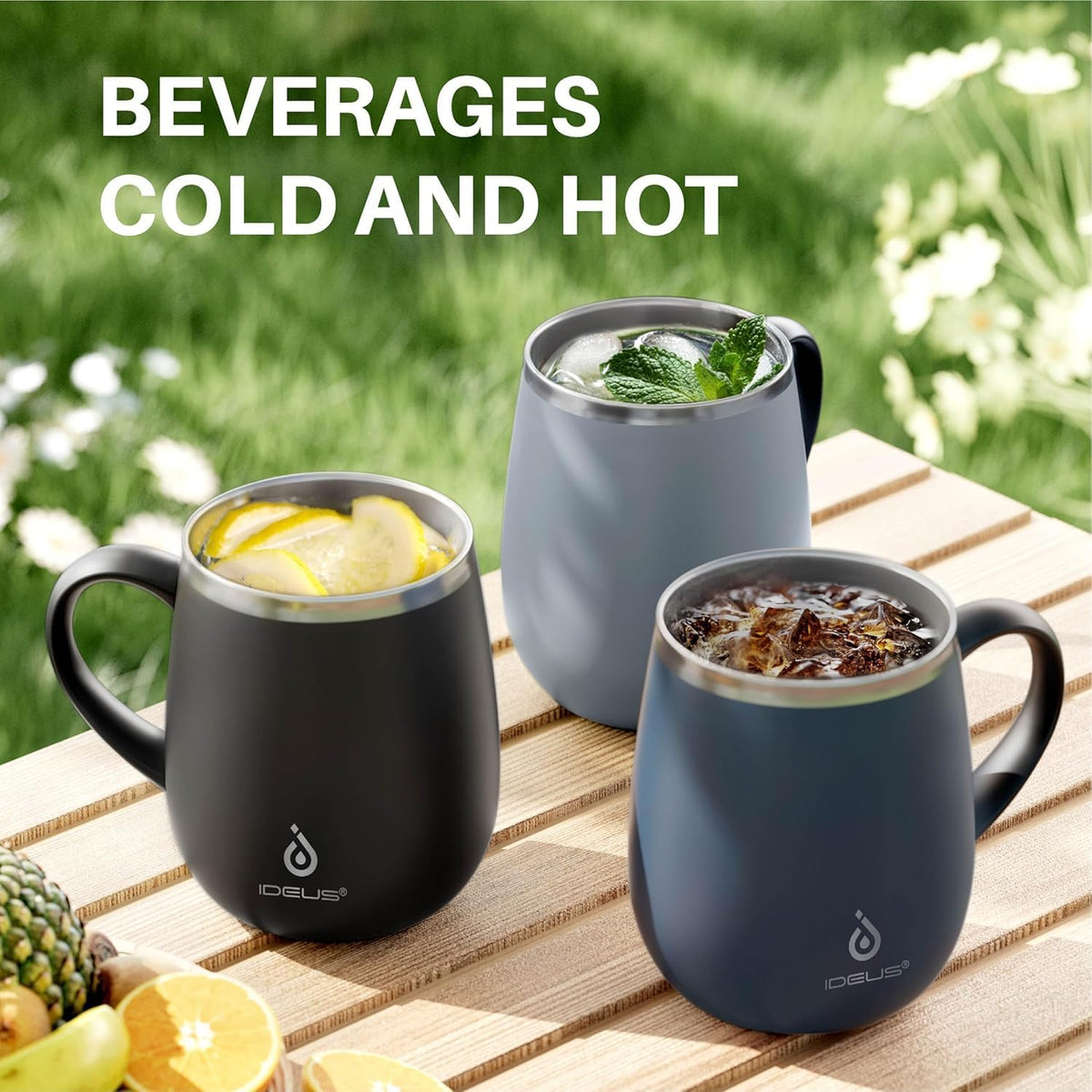 16 oz Insulated Coffee Mug with Lid and Handle (Storm Black) - Colors B