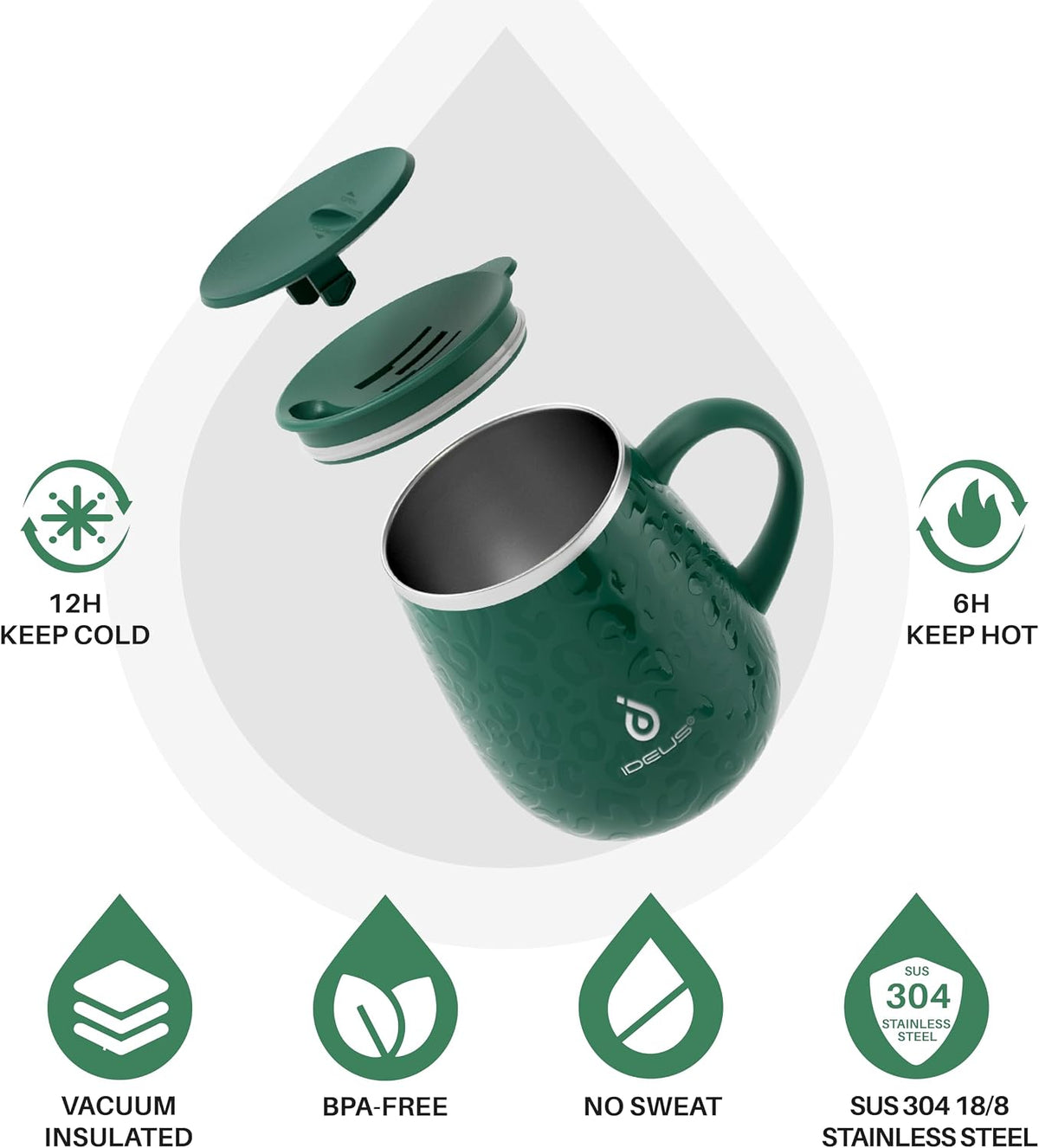 16 oz Insulated Coffee Mug with Lid and Handle (Storm Black) - Colors B