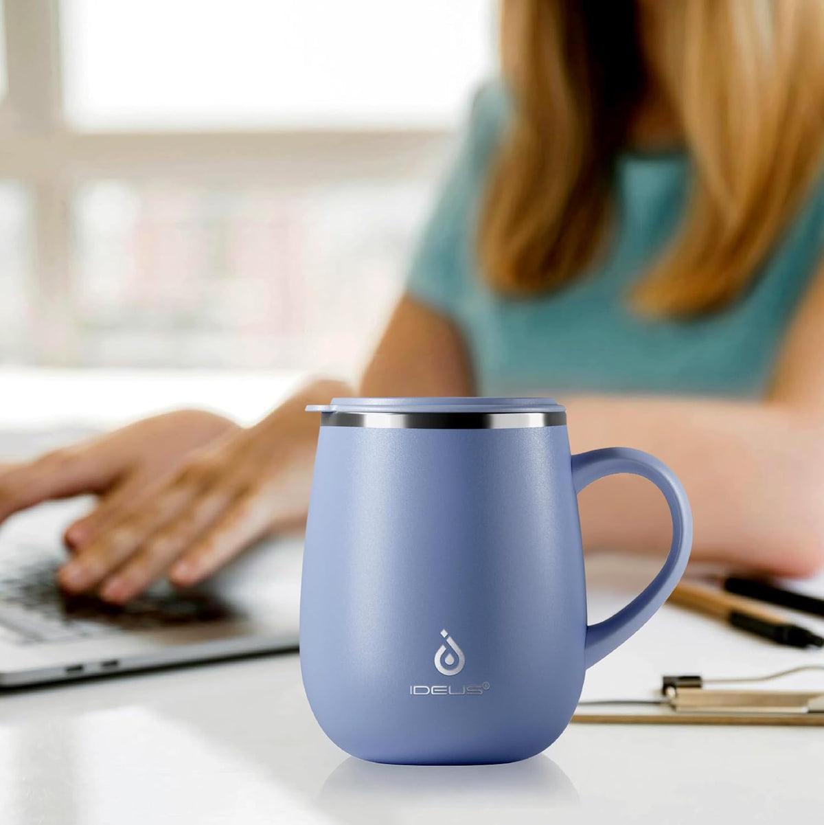 16 oz Insulated Coffee Mug with Lid and Handle (Storm Black) - Colors B