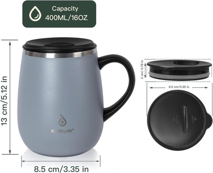 16 oz Insulated Coffee Mug with Lid and Handle (Storm Black) - Colors B