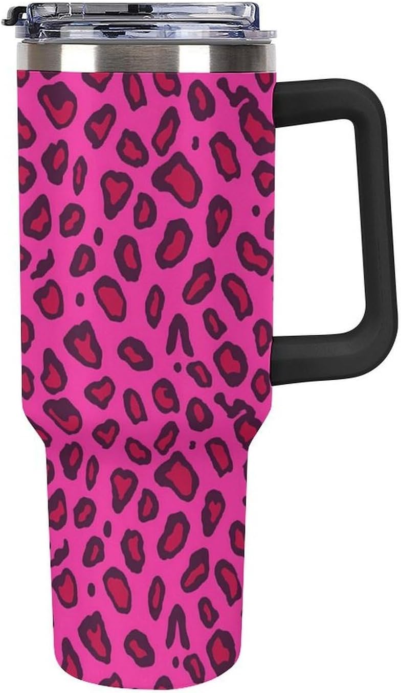 Leakproof Tumbler Vacuum Sealed Car Holder Friendly For Travel Teal And Peach Tropical Palm Leaf Pattern Water Tumbler white-style-23 - Colors E