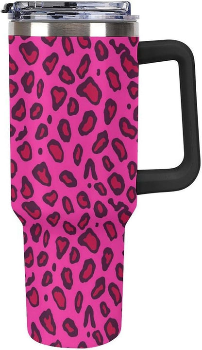 Leakproof Tumbler Vacuum Sealed Car Holder Friendly For Travel Teal And Peach Tropical Palm Leaf Pattern Water Tumbler white-style-23 - Colors E