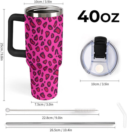 Leakproof Tumbler Vacuum Sealed Car Holder Friendly For Travel Teal And Peach Tropical Palm Leaf Pattern Water Tumbler white-style-23 - Colors E
