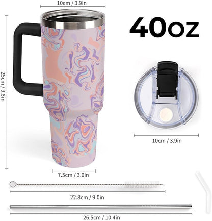 Leakproof Tumbler Vacuum Sealed Car Holder Friendly For Travel Teal And Peach Tropical Palm Leaf Pattern Water Tumbler white-style-23 - Colors E