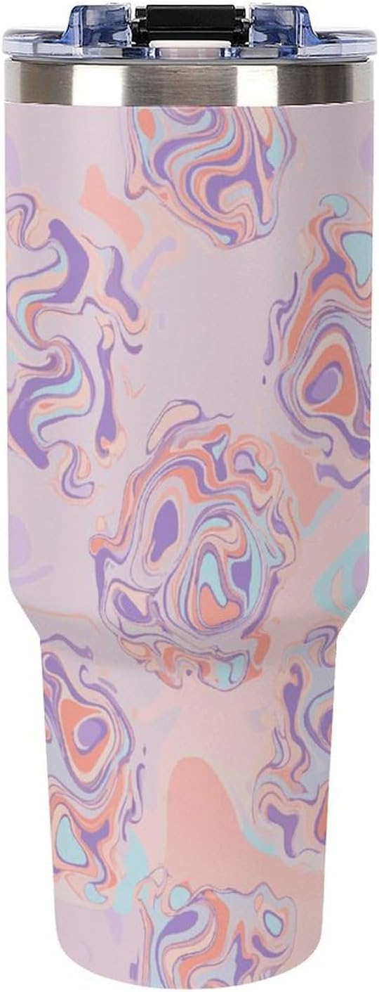 Leakproof Tumbler Vacuum Sealed Car Holder Friendly For Travel Teal And Peach Tropical Palm Leaf Pattern Water Tumbler white-style-23 - Colors E
