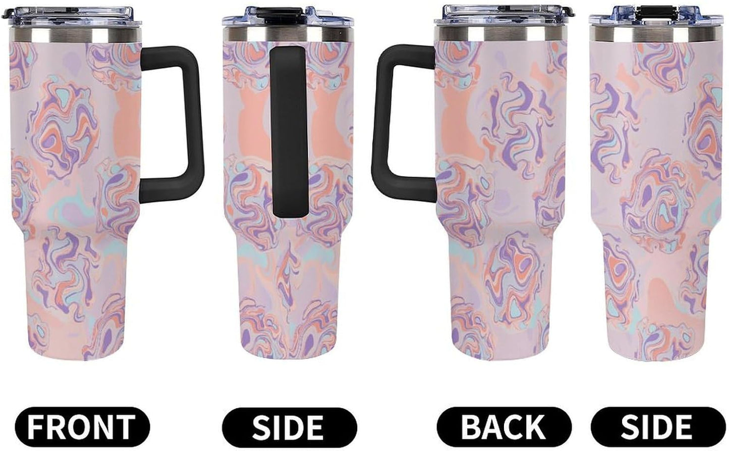 Leakproof Tumbler Vacuum Sealed Car Holder Friendly For Travel Teal And Peach Tropical Palm Leaf Pattern Water Tumbler white-style-23 - Colors E