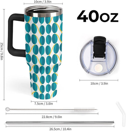 Leakproof Tumbler Vacuum Sealed Car Holder Friendly For Travel Teal And Peach Tropical Palm Leaf Pattern Water Tumbler white-style-23 - Colors E
