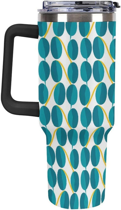 Leakproof Tumbler Vacuum Sealed Car Holder Friendly For Travel Teal And Peach Tropical Palm Leaf Pattern Water Tumbler white-style-23 - Colors E