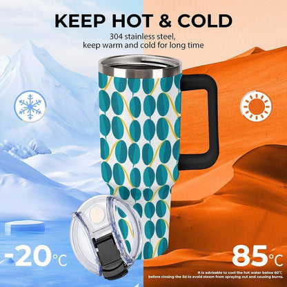 Leakproof Tumbler Vacuum Sealed Car Holder Friendly For Travel Teal And Peach Tropical Palm Leaf Pattern Water Tumbler white-style-23 - Colors E