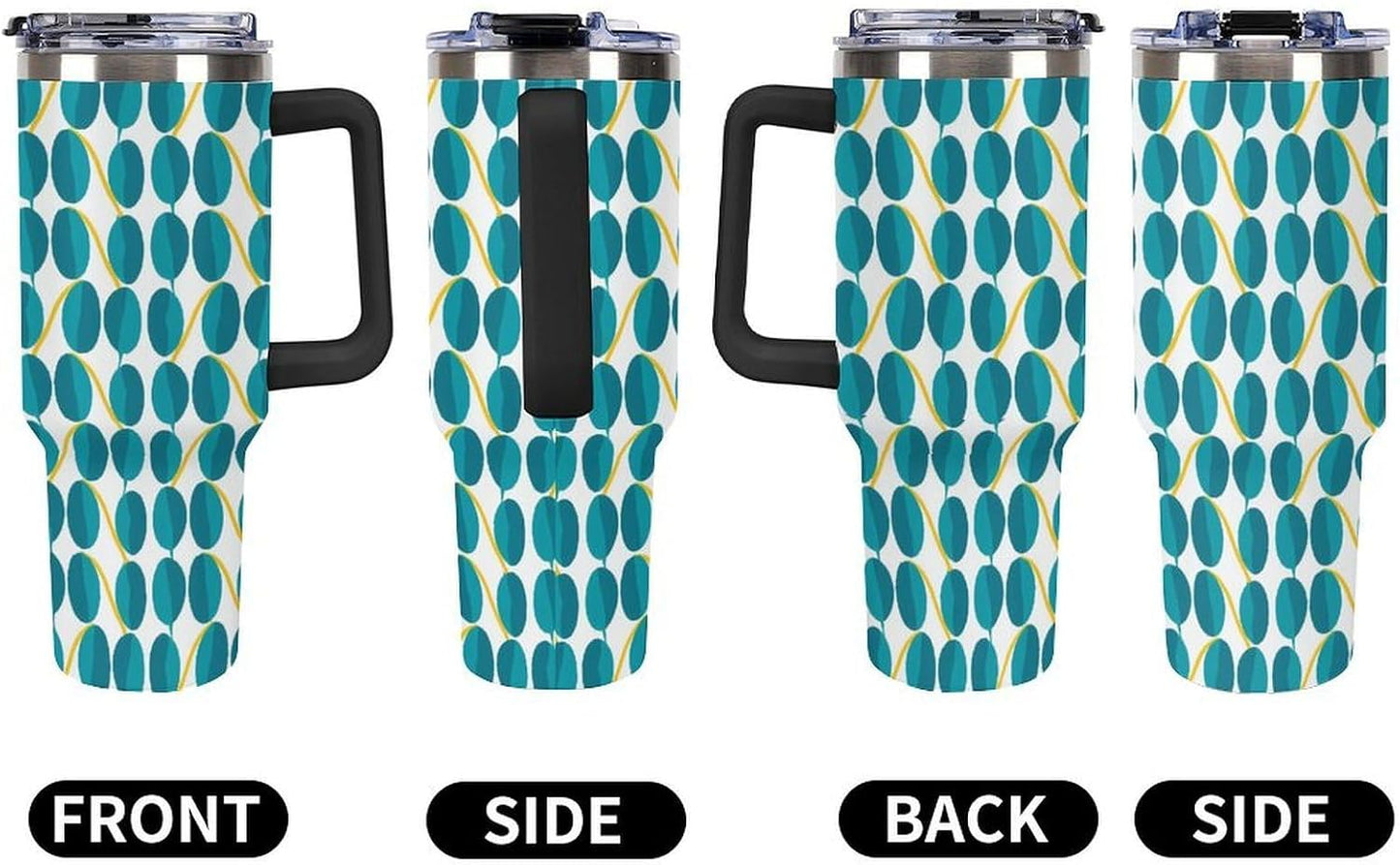 Leakproof Tumbler Vacuum Sealed Car Holder Friendly For Travel Teal And Peach Tropical Palm Leaf Pattern Water Tumbler white-style-23 - Colors E