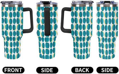Leakproof Tumbler Vacuum Sealed Car Holder Friendly For Travel Teal And Peach Tropical Palm Leaf Pattern Water Tumbler white-style-23 - Colors E