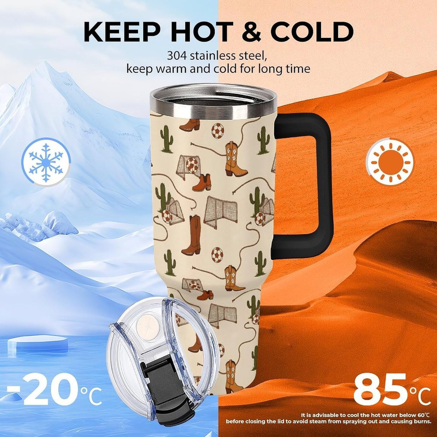 Leakproof Tumbler Vacuum Sealed Car Holder Friendly For Travel Teal And Peach Tropical Palm Leaf Pattern Water Tumbler white-style-23 - Colors E