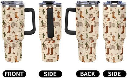 Leakproof Tumbler Vacuum Sealed Car Holder Friendly For Travel Teal And Peach Tropical Palm Leaf Pattern Water Tumbler white-style-23 - Colors E