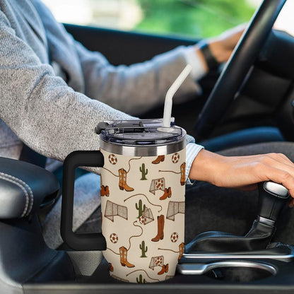 Leakproof Tumbler Vacuum Sealed Car Holder Friendly For Travel Teal And Peach Tropical Palm Leaf Pattern Water Tumbler white-style-23 - Colors E