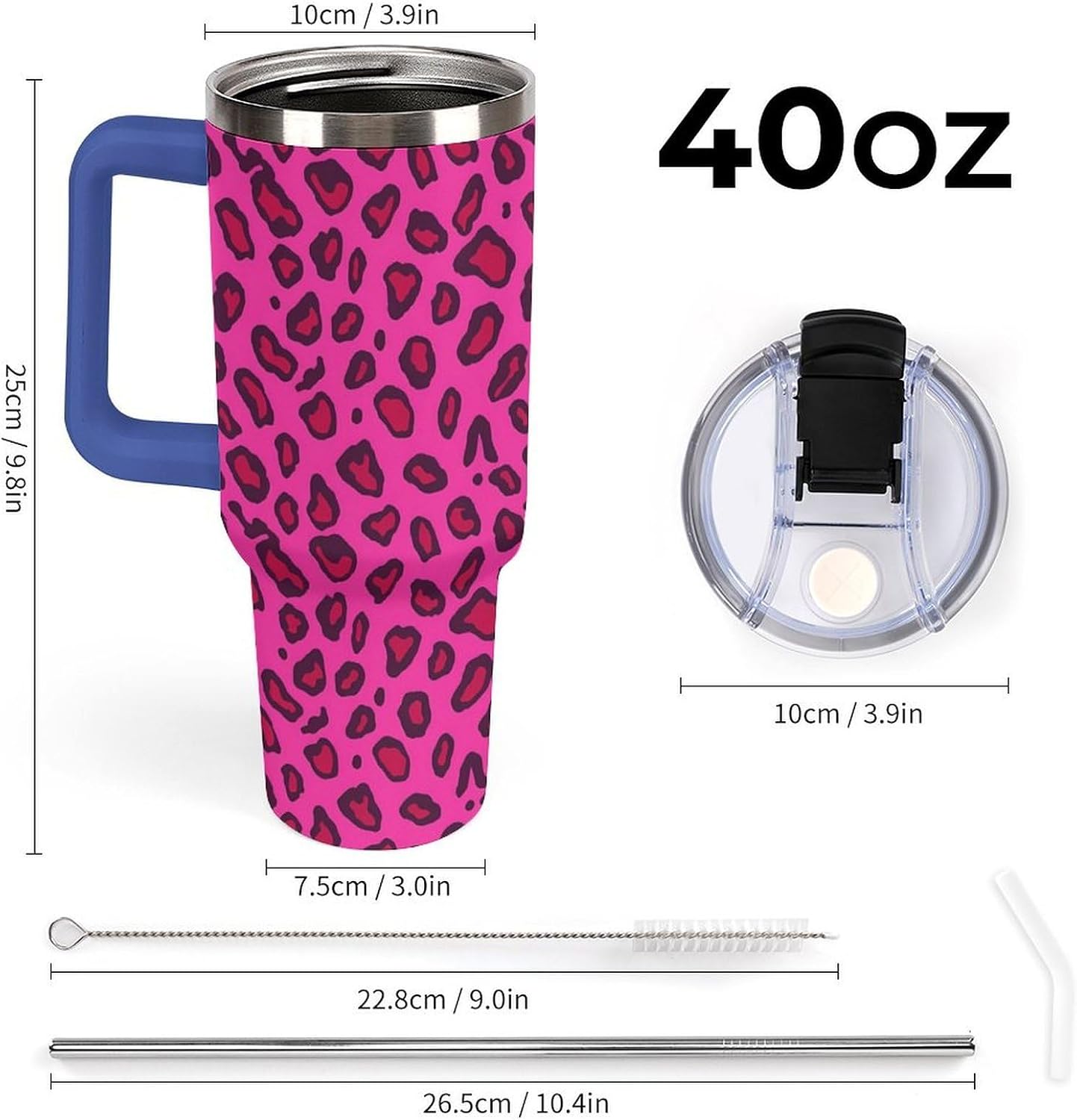 Leakproof Tumbler Vacuum Sealed Car Holder Friendly For Travel Teal And Peach Tropical Palm Leaf Pattern Water Tumbler white-style-23 - Colors E