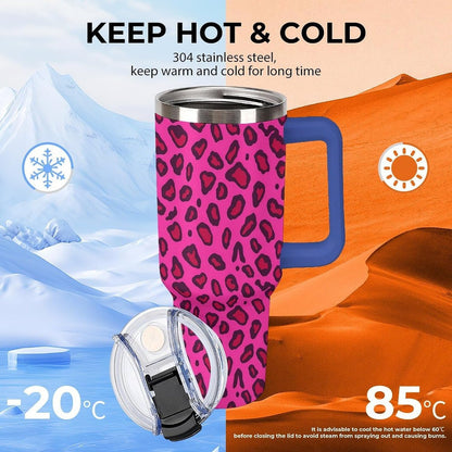 Leakproof Tumbler Vacuum Sealed Car Holder Friendly For Travel Teal And Peach Tropical Palm Leaf Pattern Water Tumbler white-style-23 - Colors E