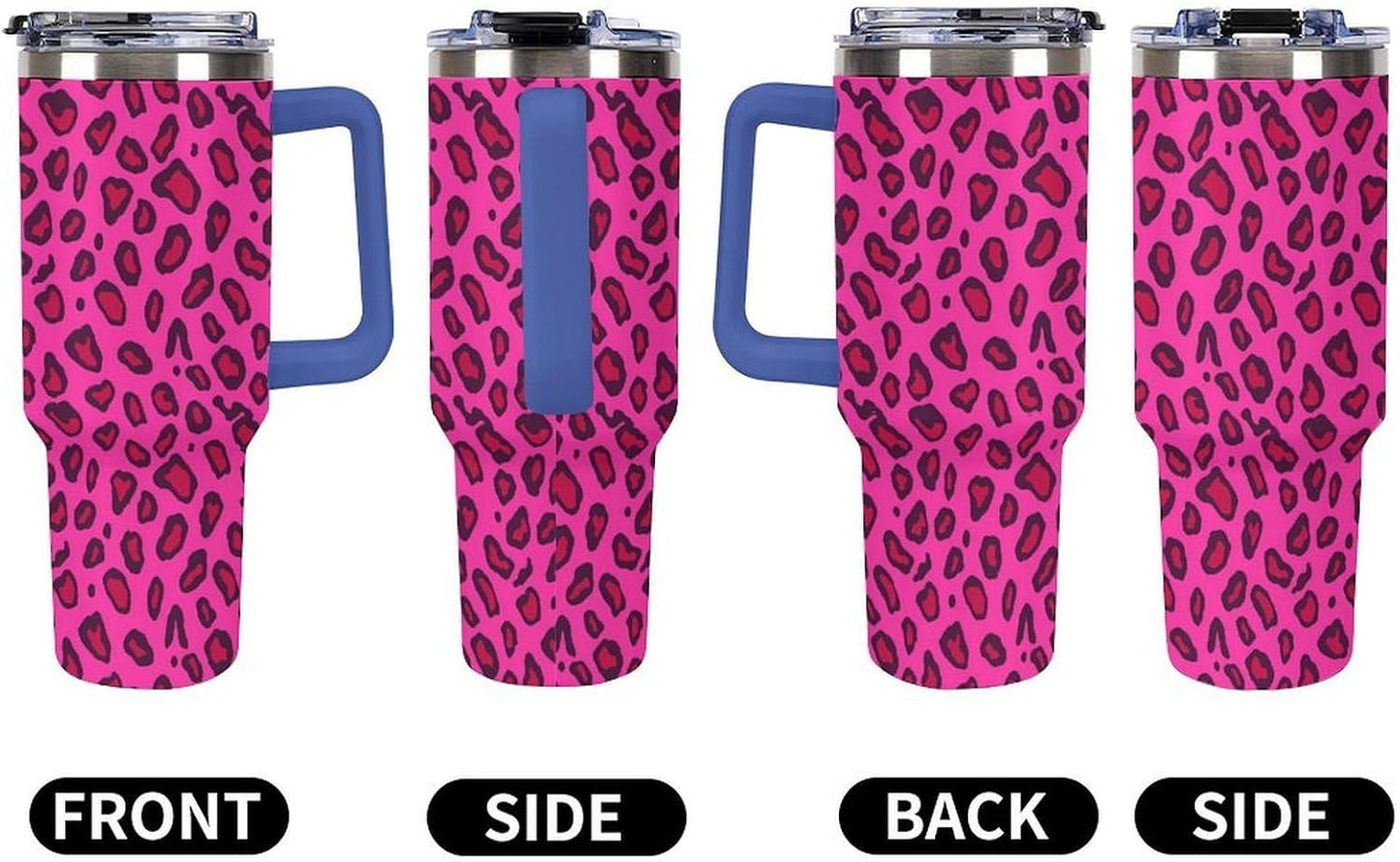 Leakproof Tumbler Vacuum Sealed Car Holder Friendly For Travel Teal And Peach Tropical Palm Leaf Pattern Water Tumbler white-style-23 - Colors E