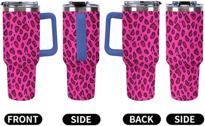 Leakproof Tumbler Vacuum Sealed Car Holder Friendly For Travel Teal And Peach Tropical Palm Leaf Pattern Water Tumbler white-style-23 - Colors E