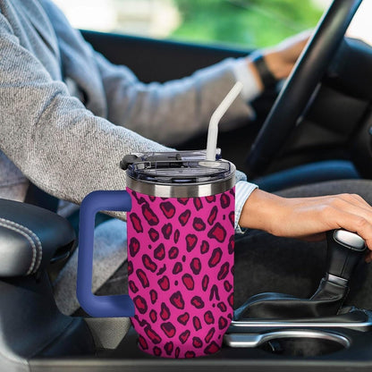 Leakproof Tumbler Vacuum Sealed Car Holder Friendly For Travel Teal And Peach Tropical Palm Leaf Pattern Water Tumbler white-style-23 - Colors E