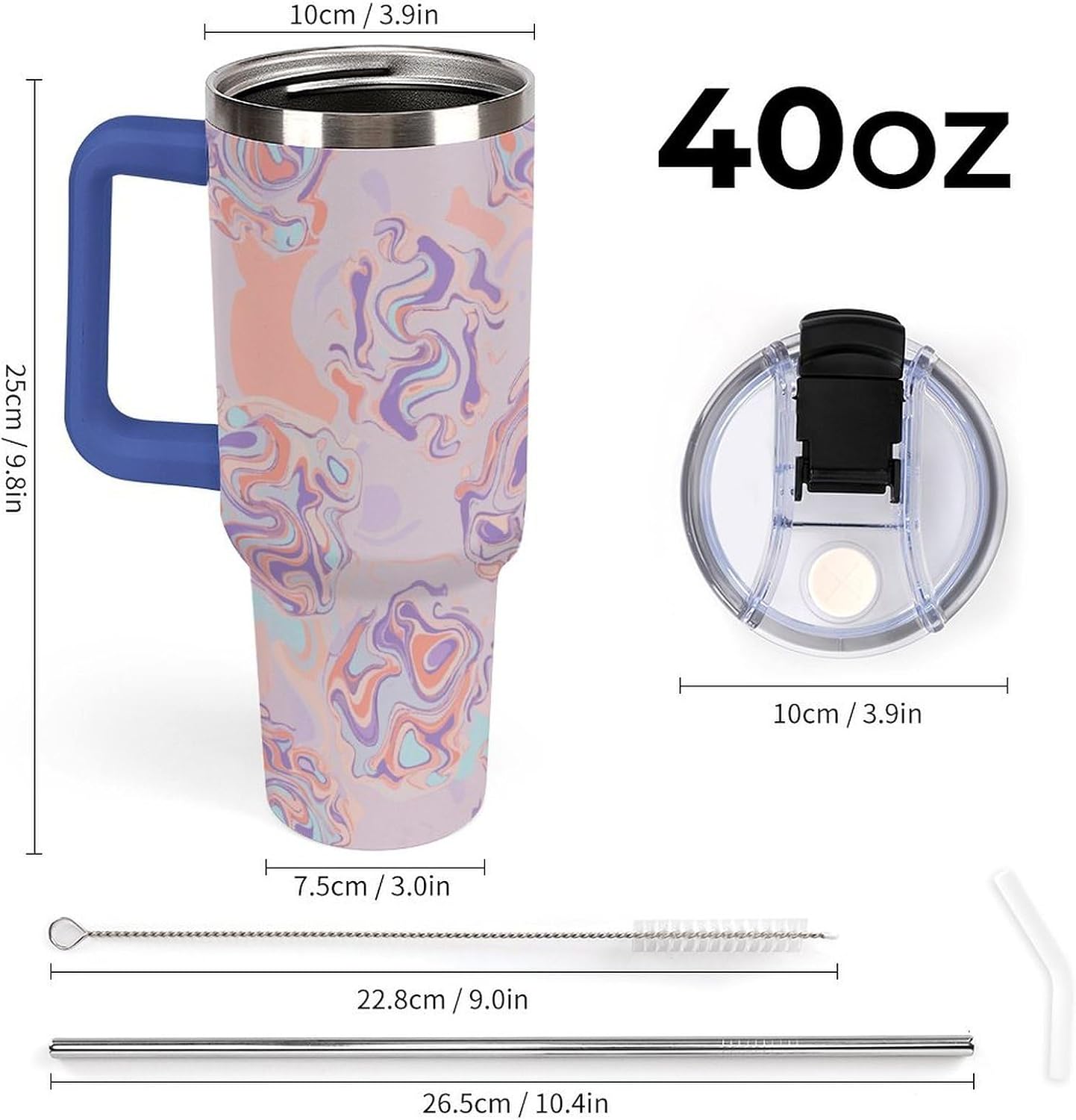 Leakproof Tumbler Vacuum Sealed Car Holder Friendly For Travel Teal And Peach Tropical Palm Leaf Pattern Water Tumbler white-style-23 - Colors E