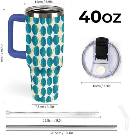 Leakproof Tumbler Vacuum Sealed Car Holder Friendly For Travel Teal And Peach Tropical Palm Leaf Pattern Water Tumbler white-style-23 - Colors E