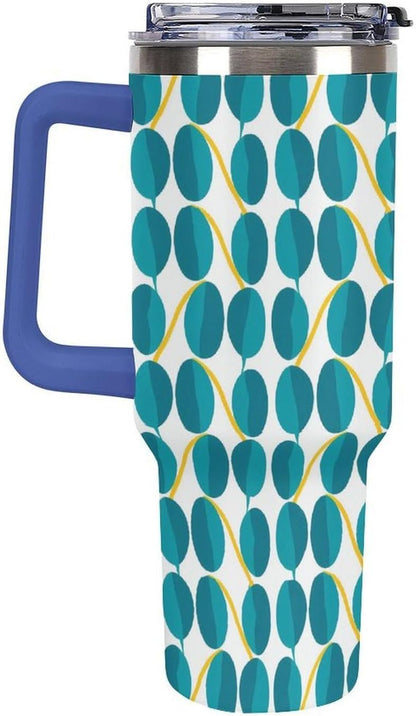 Leakproof Tumbler Vacuum Sealed Car Holder Friendly For Travel Teal And Peach Tropical Palm Leaf Pattern Water Tumbler white-style-23 - Colors E