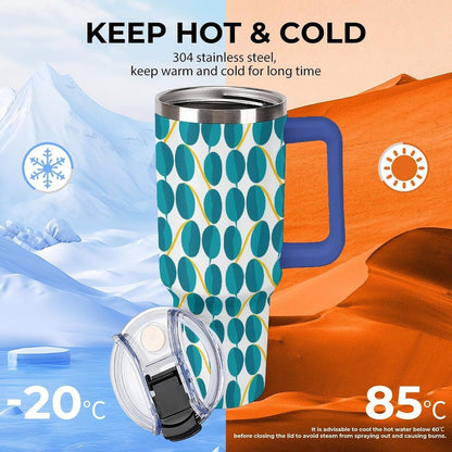 Leakproof Tumbler Vacuum Sealed Car Holder Friendly For Travel Teal And Peach Tropical Palm Leaf Pattern Water Tumbler white-style-23 - Colors E