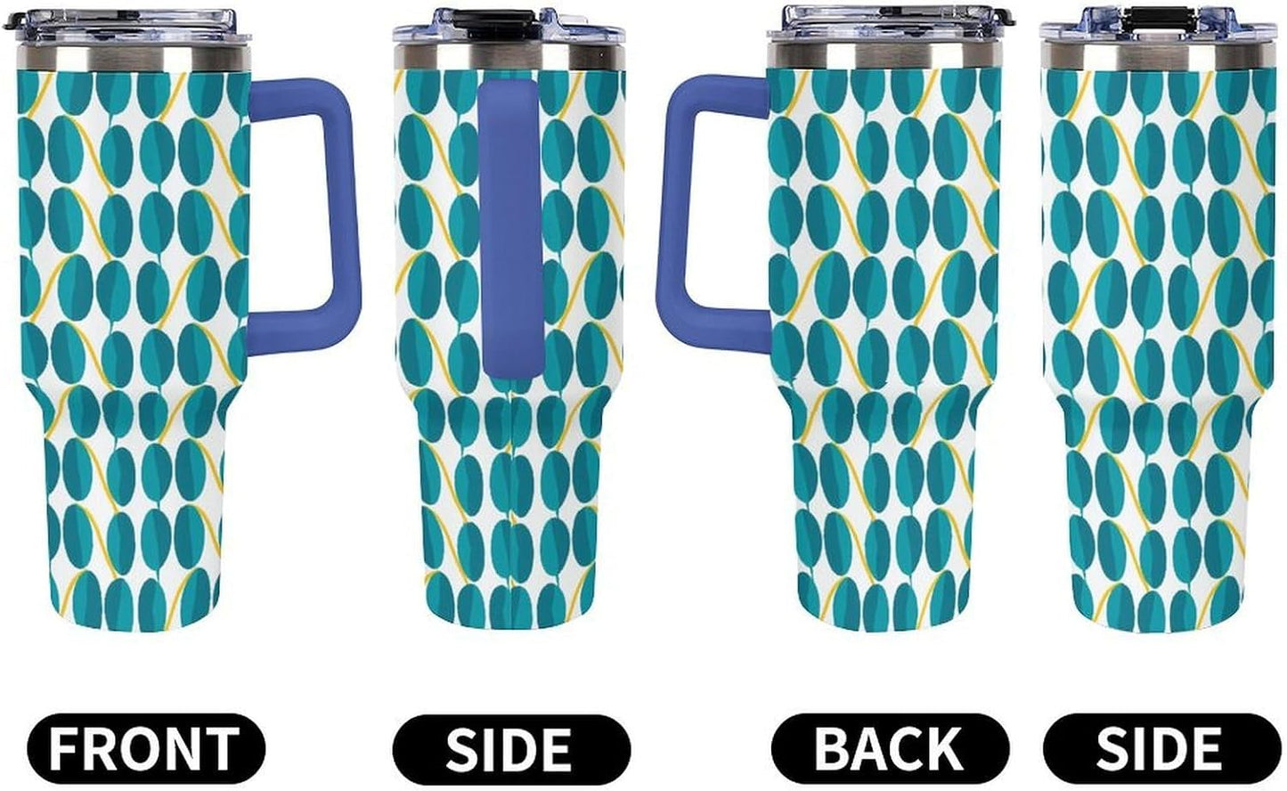 Leakproof Tumbler Vacuum Sealed Car Holder Friendly For Travel Teal And Peach Tropical Palm Leaf Pattern Water Tumbler white-style-23 - Colors E