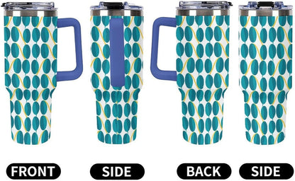Leakproof Tumbler Vacuum Sealed Car Holder Friendly For Travel Teal And Peach Tropical Palm Leaf Pattern Water Tumbler white-style-23 - Colors E