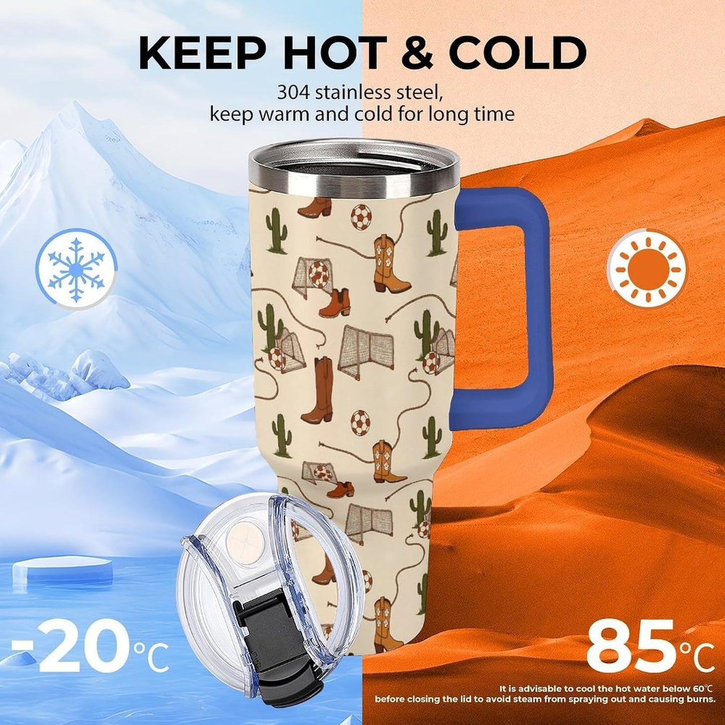 Leakproof Tumbler Vacuum Sealed Car Holder Friendly For Travel Teal And Peach Tropical Palm Leaf Pattern Water Tumbler white-style-23 - Colors E
