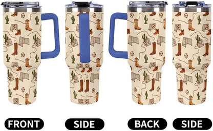 Leakproof Tumbler Vacuum Sealed Car Holder Friendly For Travel Teal And Peach Tropical Palm Leaf Pattern Water Tumbler white-style-23 - Colors E
