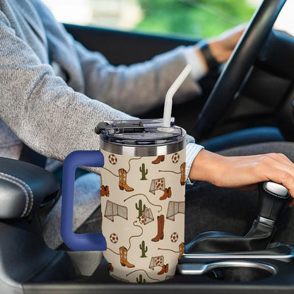 Leakproof Tumbler Vacuum Sealed Car Holder Friendly For Travel Teal And Peach Tropical Palm Leaf Pattern Water Tumbler white-style-23 - Colors E