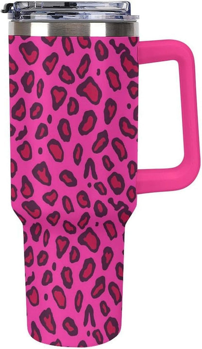 Leakproof Tumbler Vacuum Sealed Car Holder Friendly For Travel Teal And Peach Tropical Palm Leaf Pattern Water Tumbler white-style-23 - Colors E