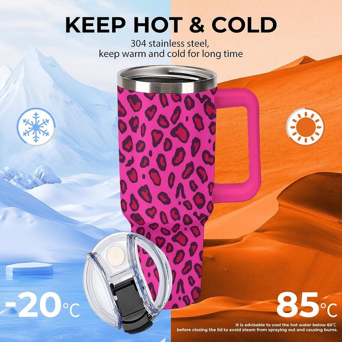 Leakproof Tumbler Vacuum Sealed Car Holder Friendly For Travel Teal And Peach Tropical Palm Leaf Pattern Water Tumbler white-style-23 - Colors E