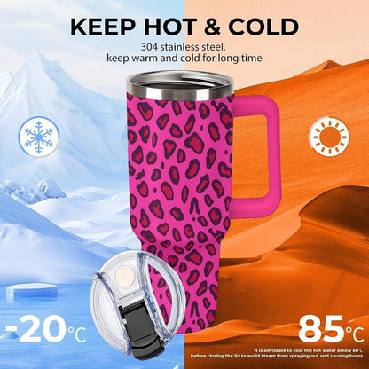 Leakproof Tumbler Vacuum Sealed Car Holder Friendly For Travel Teal And Peach Tropical Palm Leaf Pattern Water Tumbler white-style-23 - Colors E