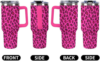 Leakproof Tumbler Vacuum Sealed Car Holder Friendly For Travel Teal And Peach Tropical Palm Leaf Pattern Water Tumbler white-style-23 - Colors E