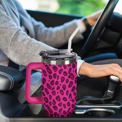 Leakproof Tumbler Vacuum Sealed Car Holder Friendly For Travel Teal And Peach Tropical Palm Leaf Pattern Water Tumbler white-style-23 - Colors E