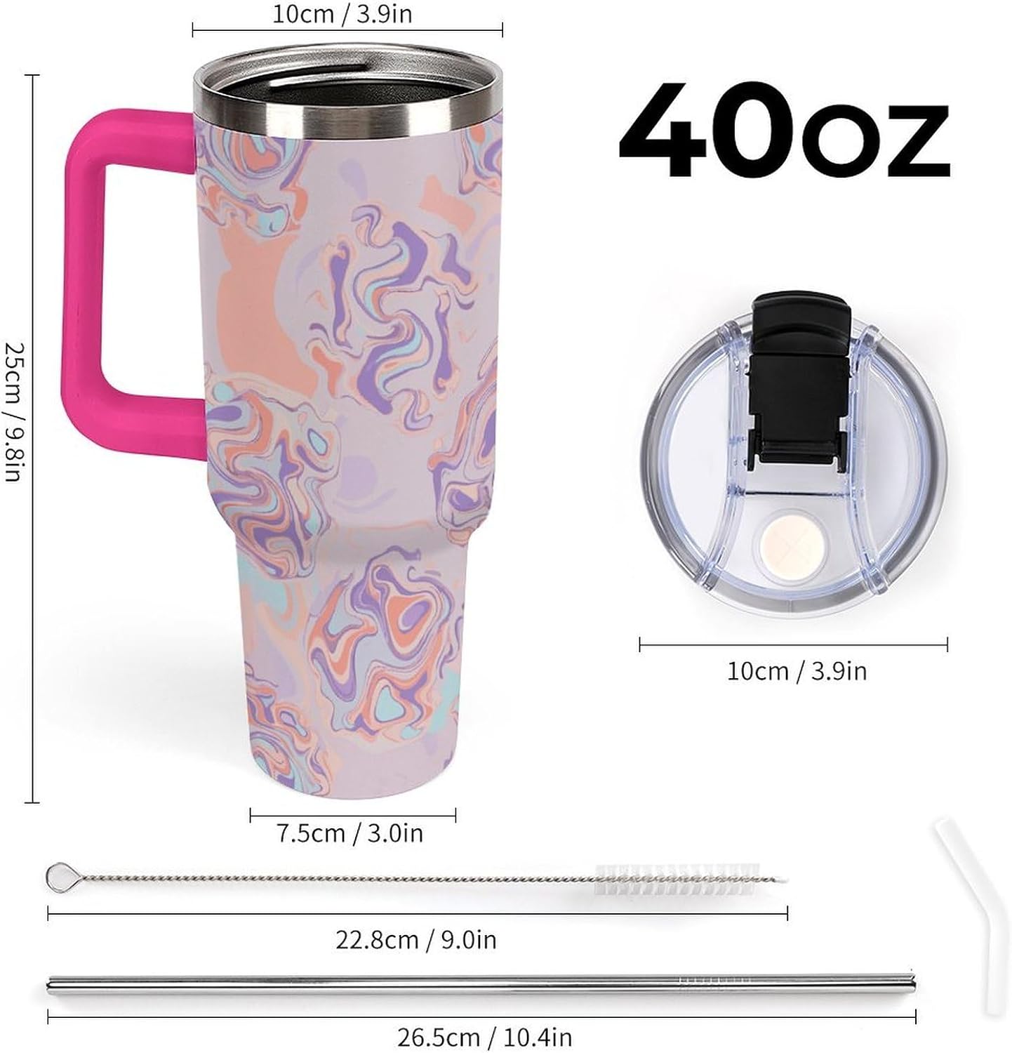 Leakproof Tumbler Vacuum Sealed Car Holder Friendly For Travel Teal And Peach Tropical Palm Leaf Pattern Water Tumbler white-style-23 - Colors E