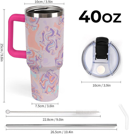 Leakproof Tumbler Vacuum Sealed Car Holder Friendly For Travel Teal And Peach Tropical Palm Leaf Pattern Water Tumbler white-style-23 - Colors E