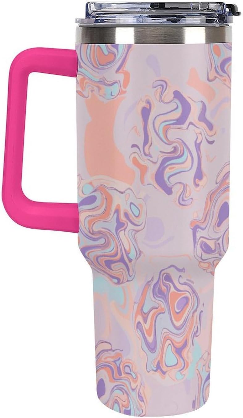 Leakproof Tumbler Vacuum Sealed Car Holder Friendly For Travel Teal And Peach Tropical Palm Leaf Pattern Water Tumbler white-style-23 - Colors E